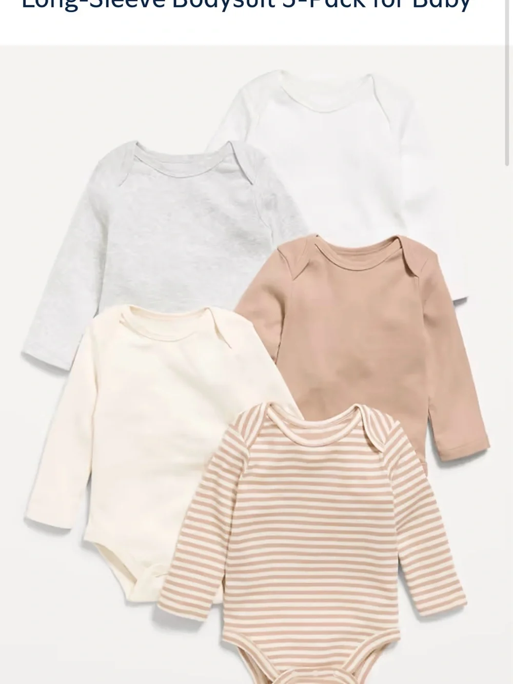 Old Navy Neutral Long-Sleeve Baby Bodysuits - Gray, Cream, Tan, Stripe